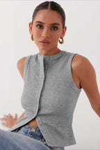 Round Neck Sleeveless Knit Top image 2