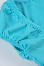 Buttoned Puff Sleeve U Neck Slim Blouse image 4