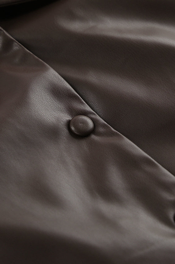 Classic Brown PU Crop Coat image 8