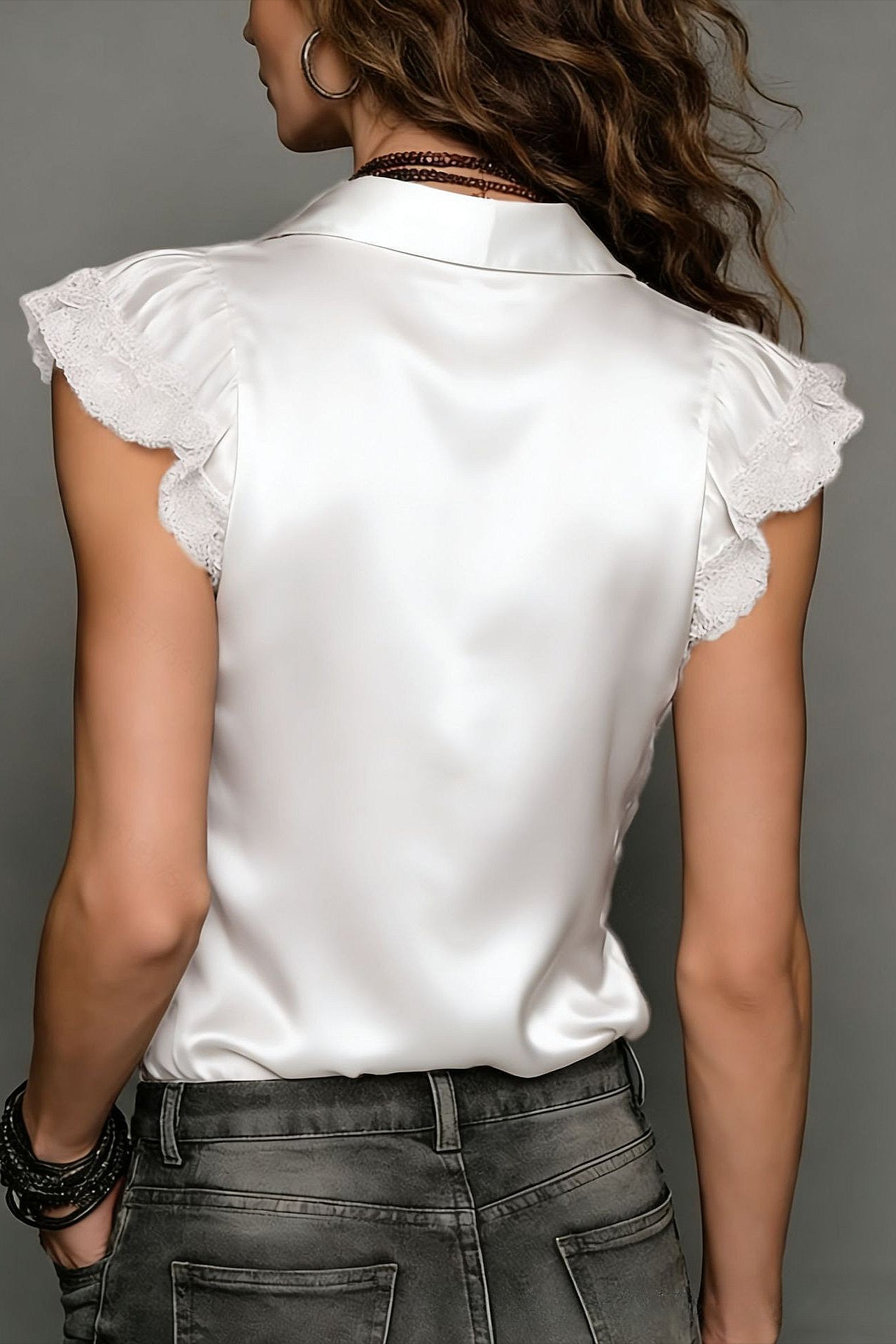 Light Mercerized Floral Lace Blouse image 8