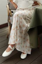 High Waist Satin Floral Print Drape Skirt image 2