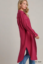 Lisette Shirt Dress detail view styled for Avrienne