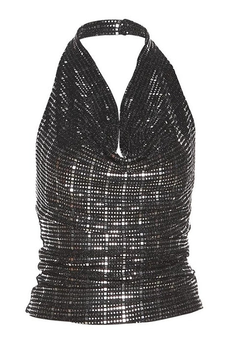 Sexy Shiny Sequin Cropped Halter Top image 5