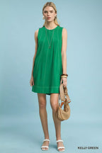 Belen Linen Dress detail view styled for Avrienne