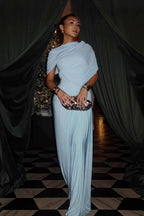 Shawl Ruched Solid Elegant Maxi Dress image 4
