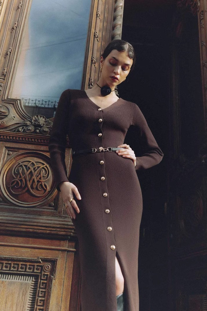 Long Sleeve Button Sweater Dress image 12