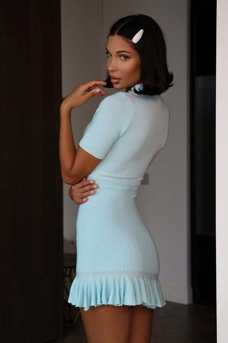 Sweet Ribbed Short Sleeve Mini Dress image 9