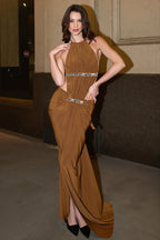 Halter Cutout Back Sequin Slit Maxi Dress image 2