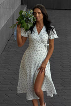 Printed Puff Sleeve Cotton Midi Dress image 8