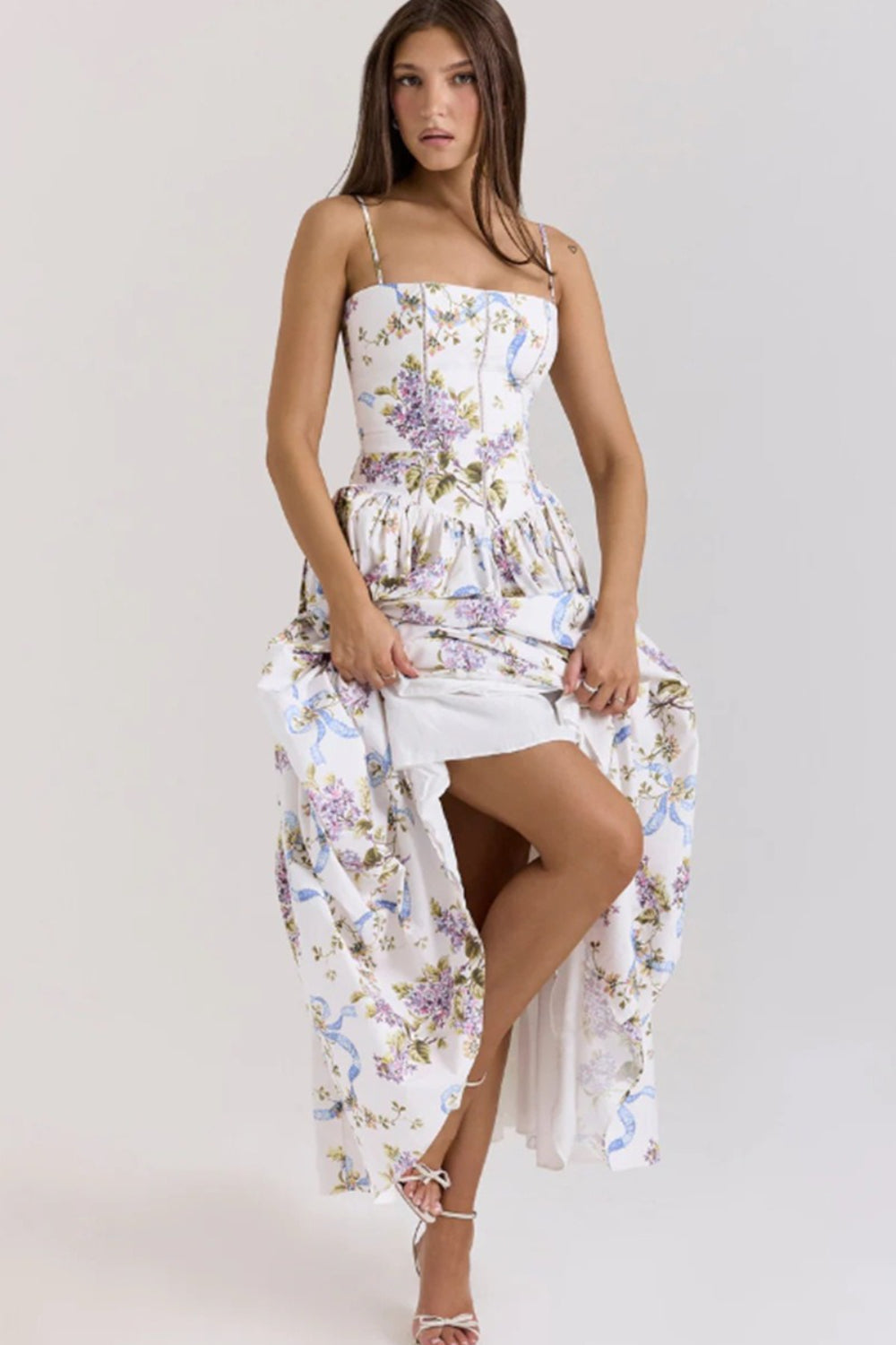 Elegant Gentle Floral Cami Fairy Maxi Dress image 8