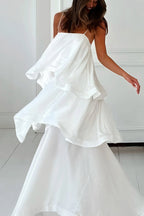 White Flowy Cami Tiered Maxi Dress image 2