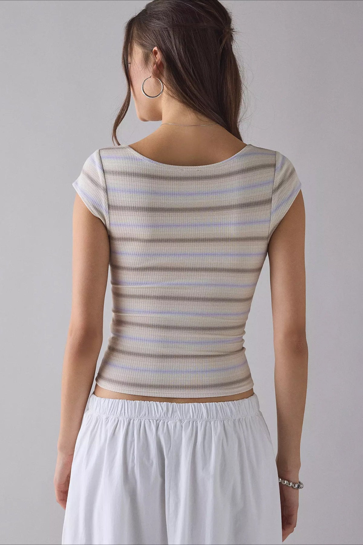 Square Neck Ribbed Printed T-shirt image 7
