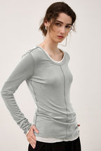 Tencel Wool Blend Round Neck Knit Top image 14