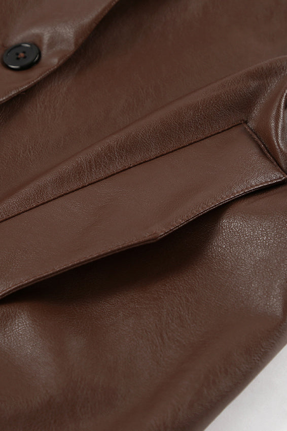 Vintage Brown Leather Blazer Coat image 7