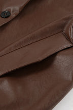 Vintage Brown Leather Blazer Coat image 7