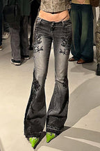 Vintage Plant Print Flared Jeans image 11
