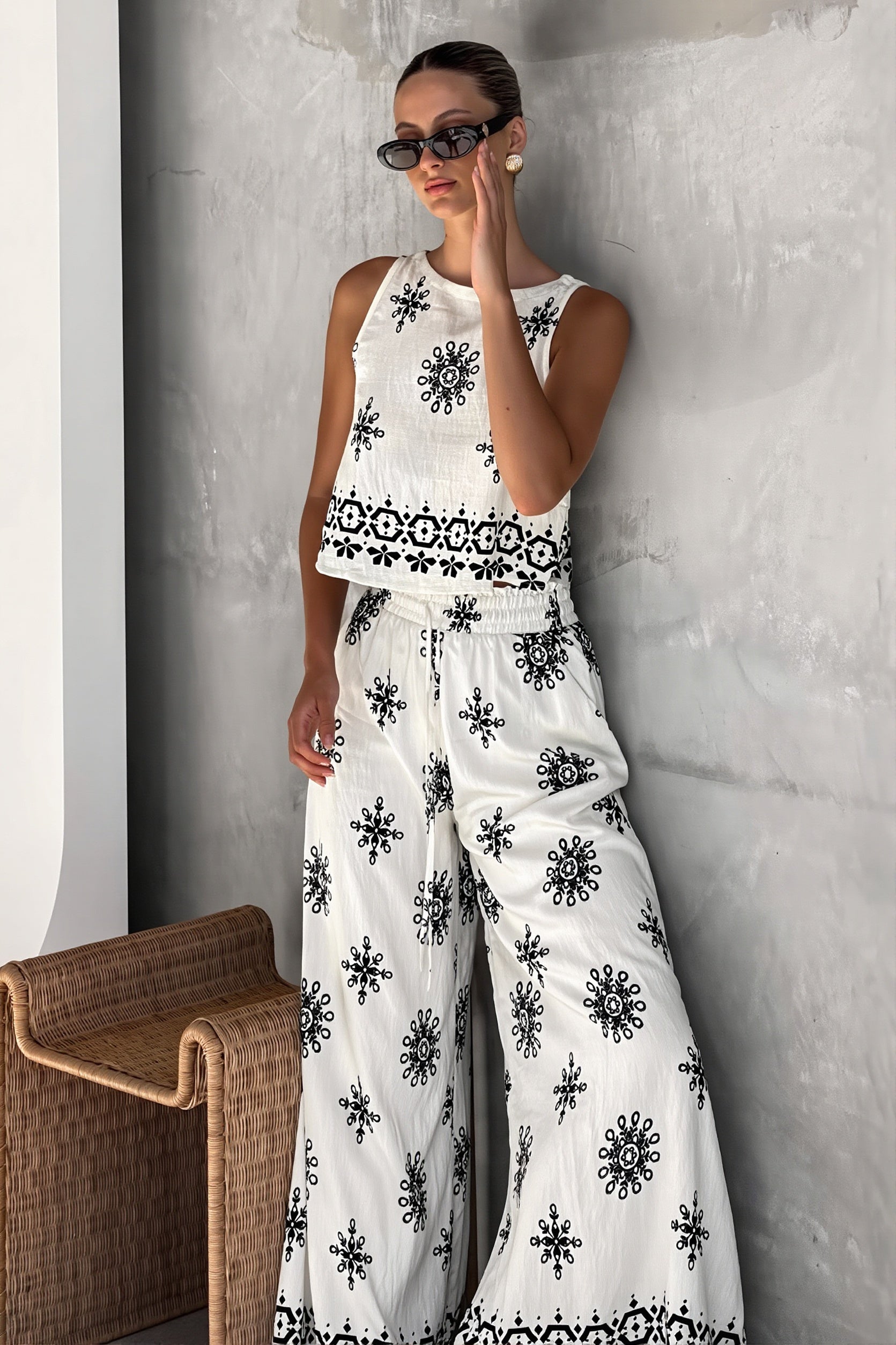 Boho Linen Tank Casual Two Piece Set image 1