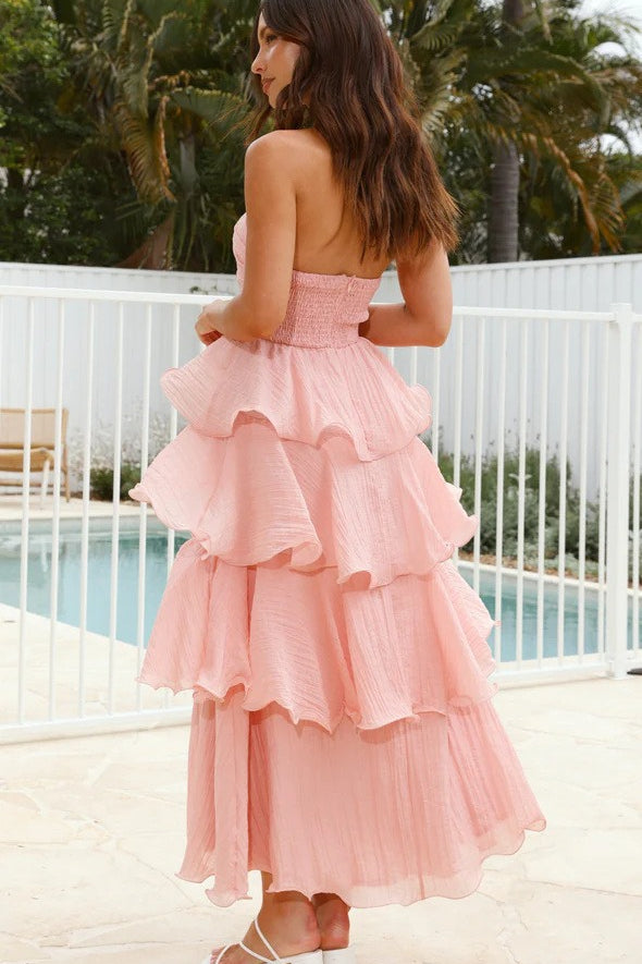 Fashion Strapless Backless Ruffle Tiered Midi Dress image 15