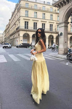 Yellow Sleeveless Mesh Boho Dress image 1