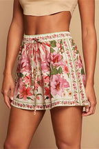 Tropical Print High Waist Vacation Shorts image 1