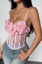 Floral Mesh Sexy Bustier Cami Top image 3