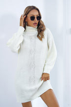 Cable Knit Turtleneck Sweater Dress image 5