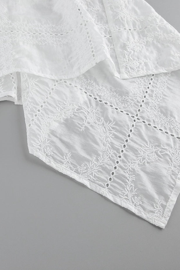 Wrap Embroidered Cutout Tie Loose Two Piece Set image 5