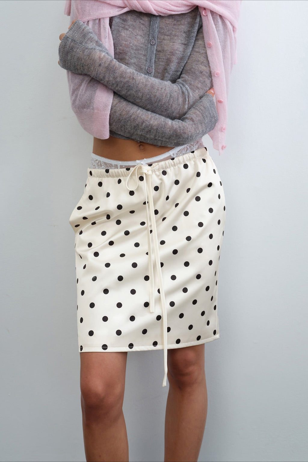 Drawstring Polka Dot Skirt image 1