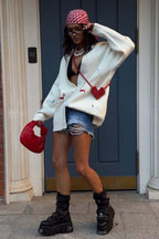 V-Neck Embroidered Cardigan Sweater image 2