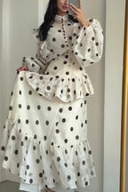 Sheer Polka Dot Long Sleeve Maxi Dress image 4