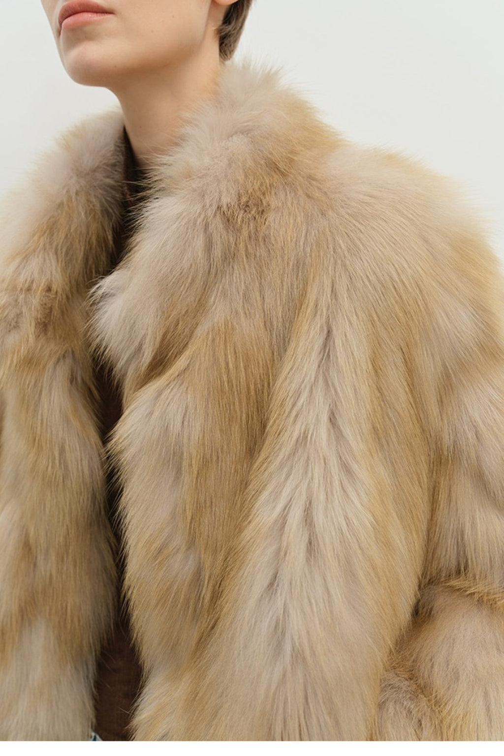 Minimalist Mid-Length Faux Fur Stand Collar Coat image 4
