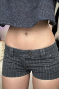 Low Waist Double Breasted Denim Shorts image 1