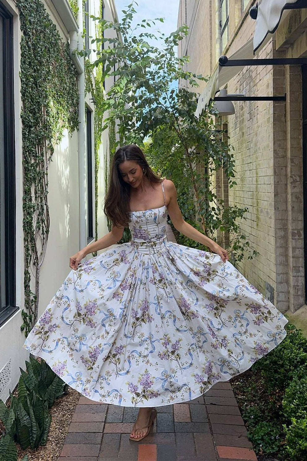 Sexy Cami Fitted Waist Elegant Floral Dress image 1