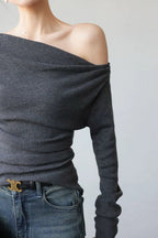 Chic Off Shoulder Fitted Knit Top image 3