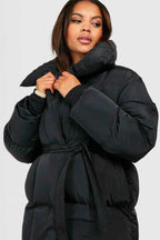 Oversized Solid Color Belted Puffer Jacket image 2