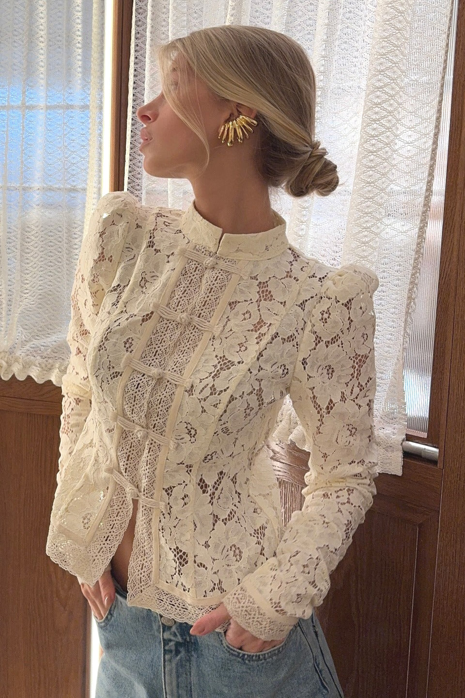 Vintage Lace Button Blouse image 3