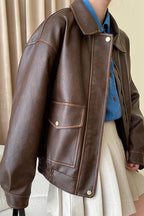 Vintage Modern Oversized Leather Coat image 2
