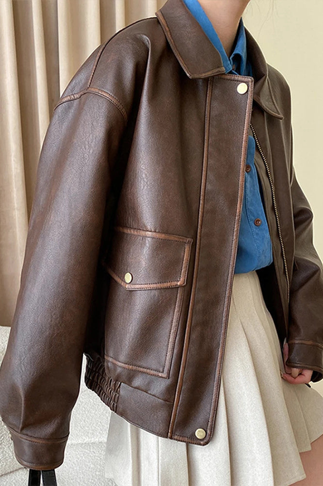 Vintage Modern Oversized Leather Coat image 2