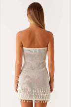 Knit Strapless Mini Boho Dress image 4