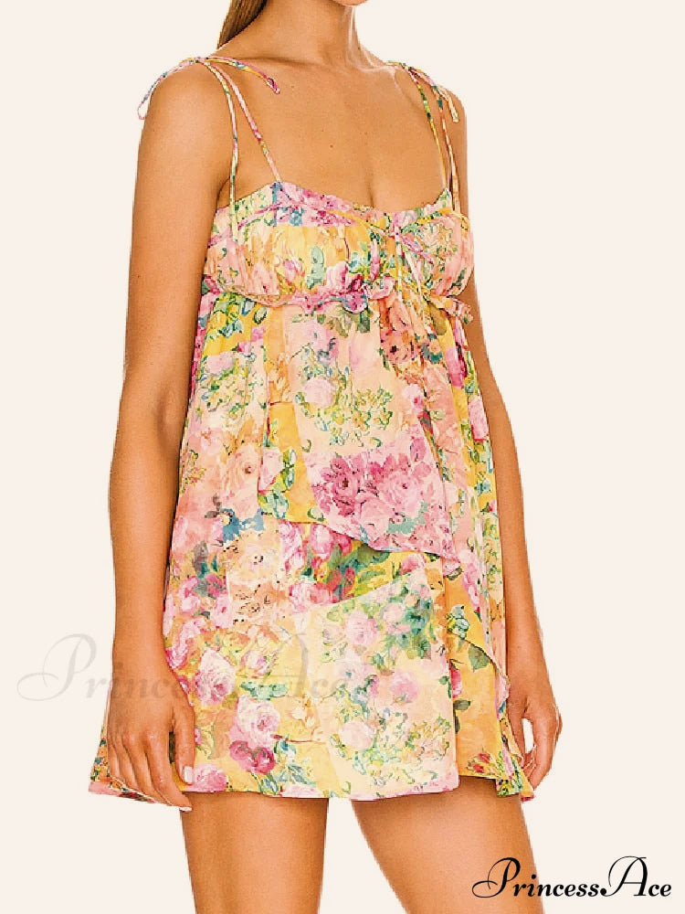 Printed Strap Tie-Up Slip Mini Dress image 2