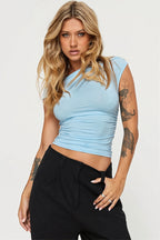 Asym Neck Ruched Slim Blouse image 2