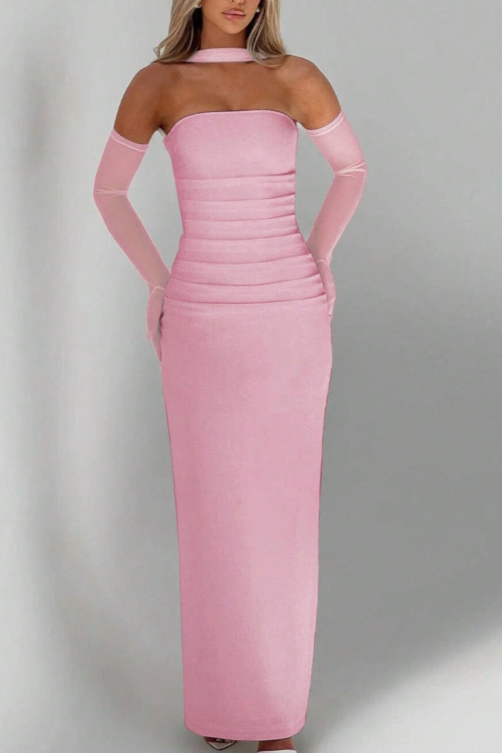 Sheer Sleeve Bustier Gown Formal Dress image 11