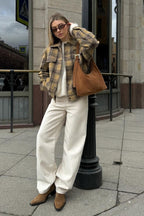 Loose Fit Plaid Wool Coat Jacket image 3