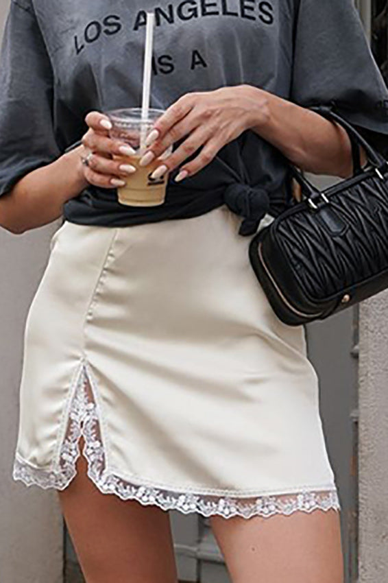 Lace-Trim A-Line Mini Skirt image 1