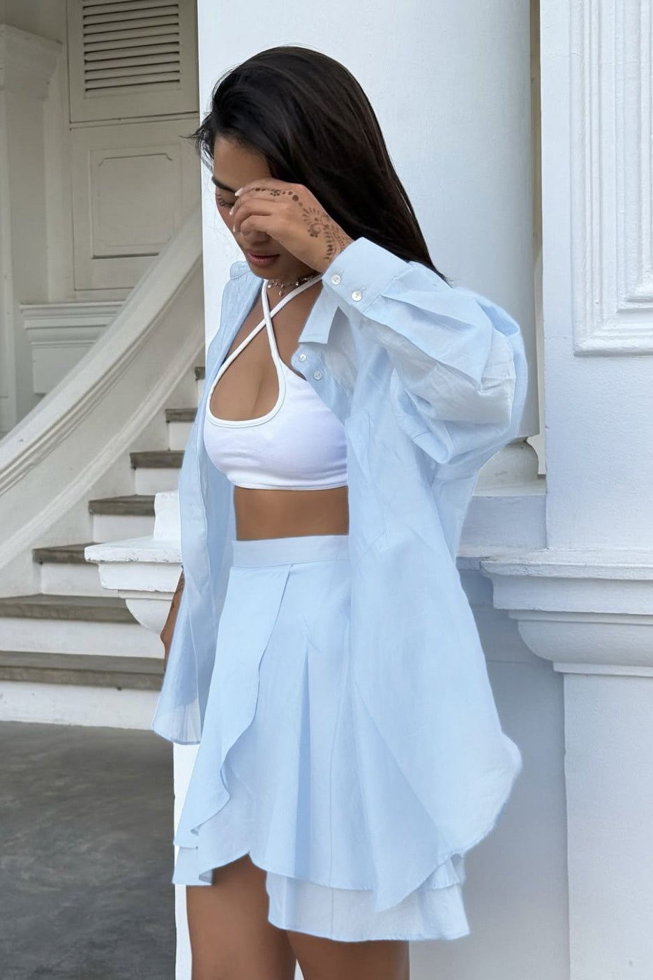 Casual Beach Shirt Cover Skirt Set image 16
