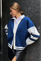 Simple Color Block Striped Relaxed Knit Cardigan image 2
