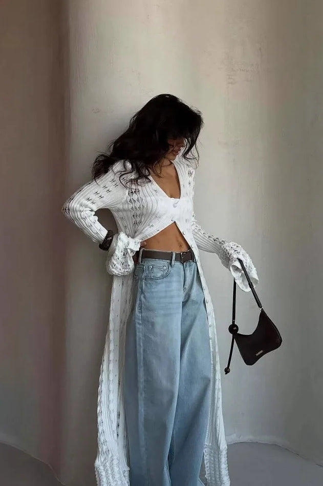 Knitted Flare Long Sleeve Beach Cardigan image 14