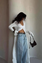 Knitted Flare Long Sleeve Beach Cardigan image 3