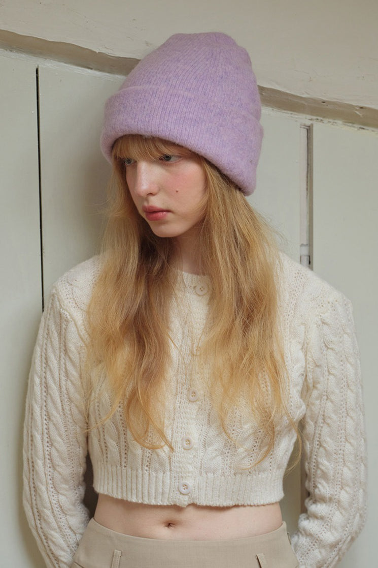 Solid Color Wool Blend Double Layer Seamless Thick Knitted Hat image 3