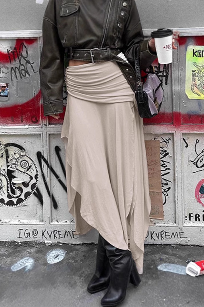 Ruched Split Asymmetrical Maxi Skirt image 4